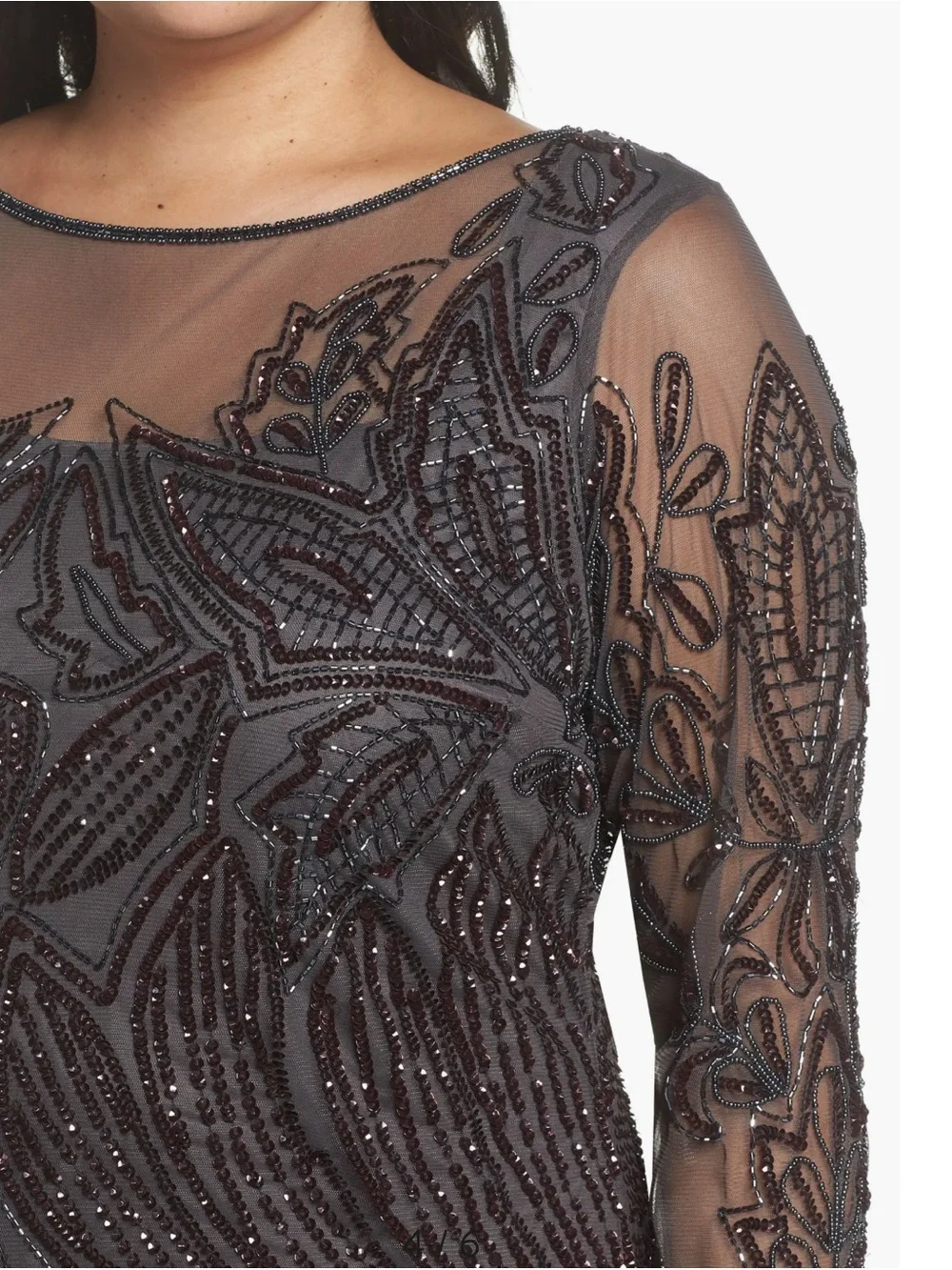 Pissaro Nights Nordstrom Embellished Midi Evening Dress in Charcoal Gray 16W - Picture 3 of 9